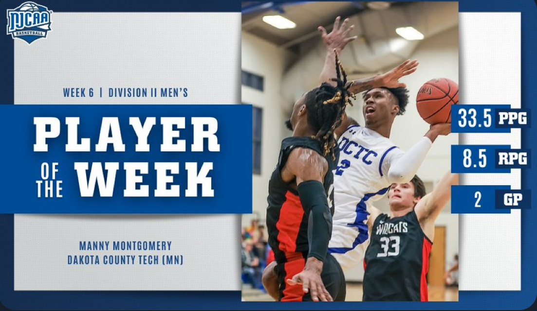 Manny Montgomery earns NJCAA D2 Player of the Week